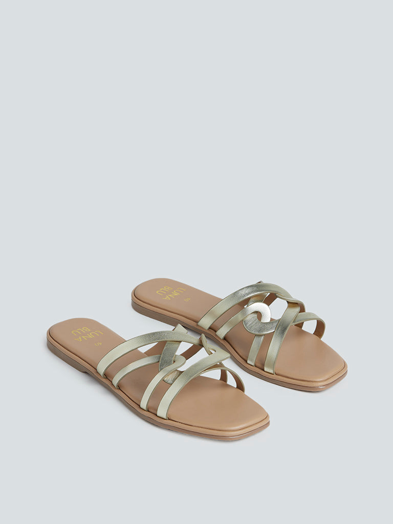 LUNA BLU Light Gold Multi-Strap Sandals